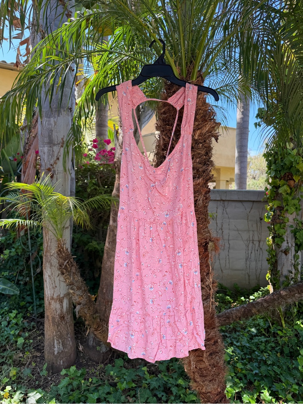 Forever 21 Pink Floral Tie-Back Mini Dress
